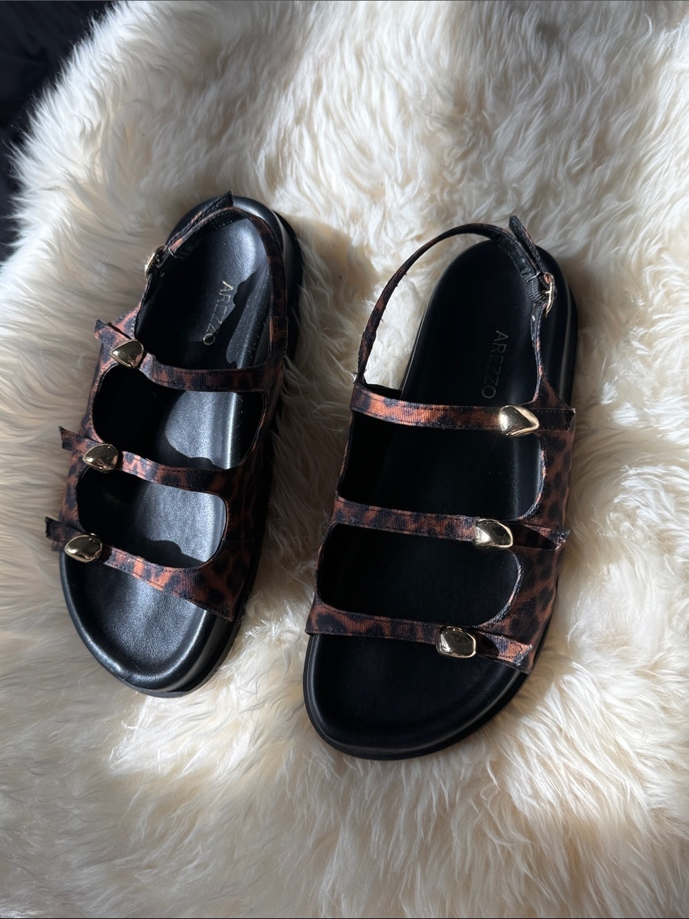 Arezzo Women's Leopard Print Strappy Sandals - Brown